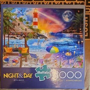 Buffalo David Bitton Night & Day Puzzle with Red and Blue Accents